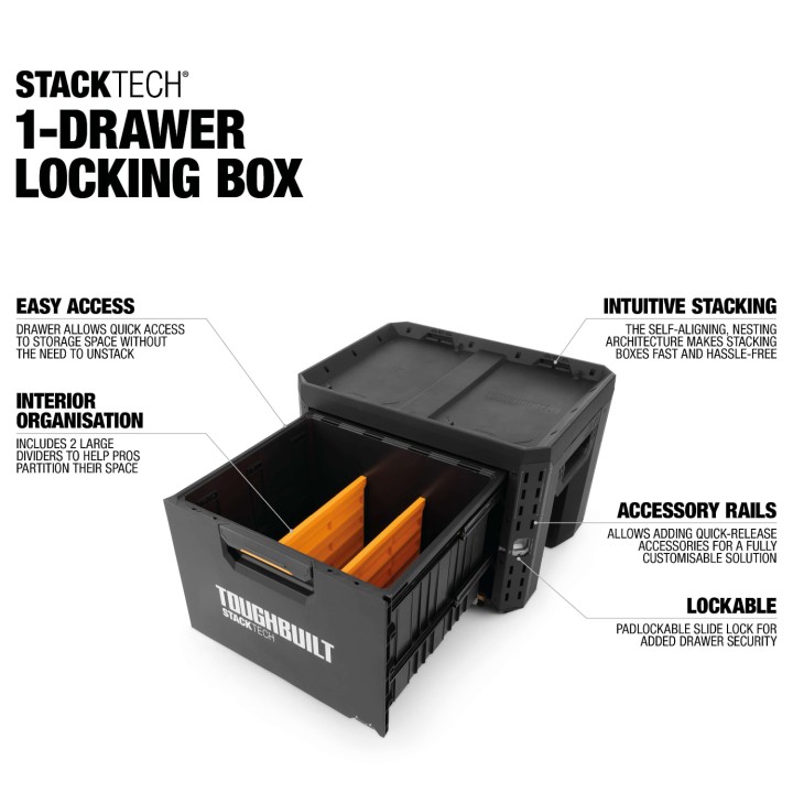 TOUGHBUILT Zamykana skrzynka z 1 szufladą StackTech TB-B1-D-71-BEA