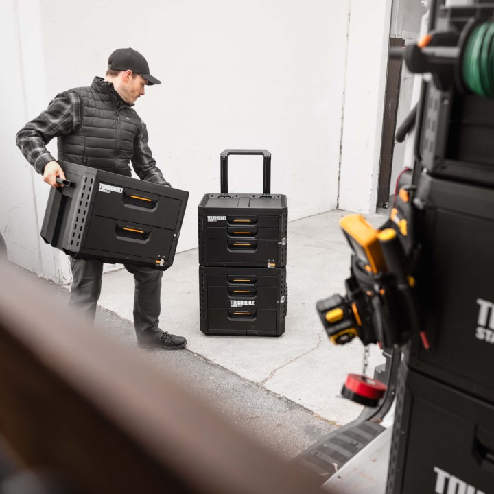 TOUGHBUILT Zamykana skrzynka na kółkach z 3 szufladami StackTech TB-B1-D-R93-BEA