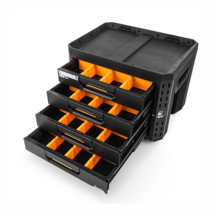 TOUGHBUILT Zamykana skrzynka z 4 szufladami StackTech TB-B1-D-74-BEA