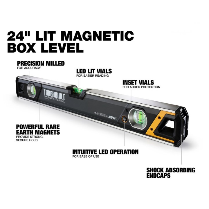 TOUGHBUILT Poziomica Magnetyczna Lekka 600mm z Podświetleniem TB-H2-L-M60-LH-M