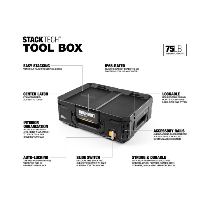 TOUGHBUILT Skrzynka narzędziowa STACKTECH 530x410x180mm TB-B1-B-30 EAN: 1210001302976