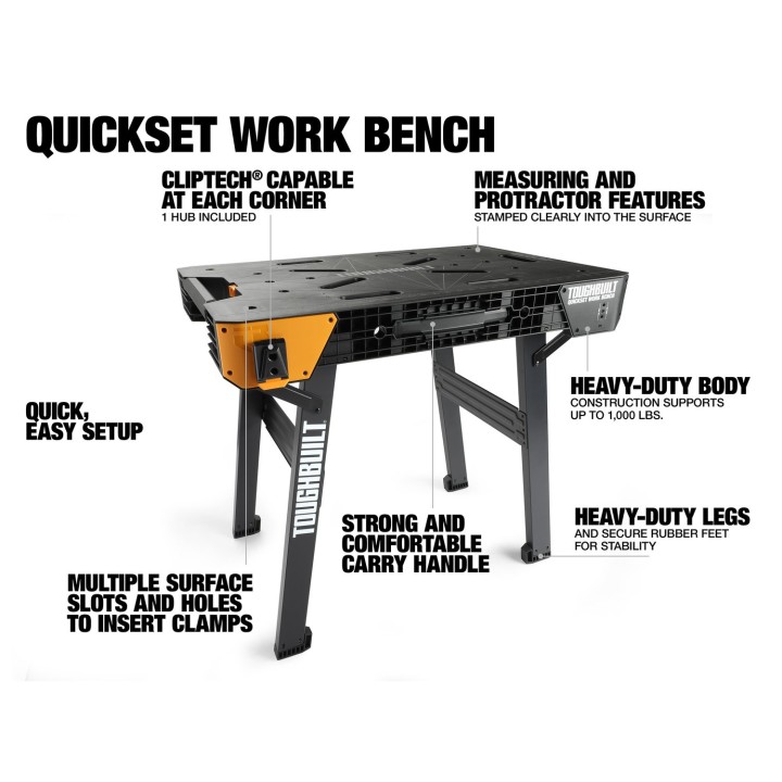 TOUGHBUILT STÓŁ ROBOCZY ROZKŁADANY 63x79x101CM TB-WB700